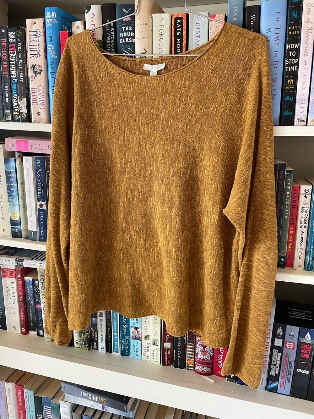 Eileen fisher linen lightweight knit mustard top